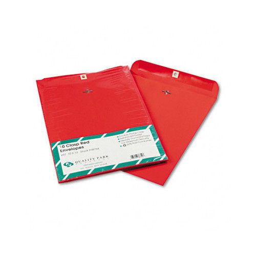 Quality Park Products Fashion Color Clasp Envelope, 9 x 12, 28lb, Red, 10/pack