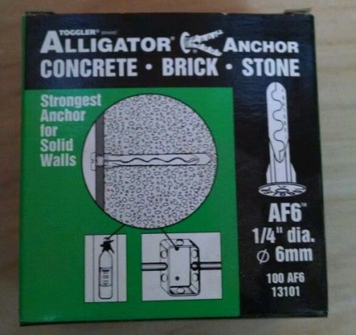 Alligator Anchor  &#034;Toggler&#034;  F6  1/4&#034;  100/Box  Plastic Wall Anchor. Brand NEW.