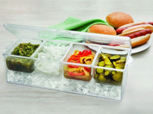 NEW Jumbl 4-Section Ice-Chilled Condiment Tray 2 Day Free Shipping
