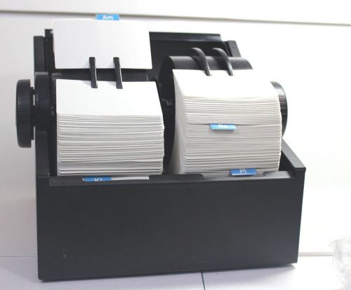 Rolodex Model 2400 T Double Wheel Rotary with Cards Tabs Black Metal HUGE
