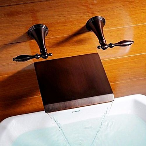 New Waterfall Wall Mount Oil Rubbed Bronze Vessel Faucet Basin Tap Free Shipping