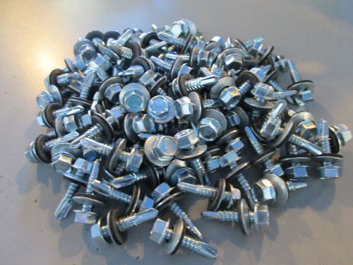 HEX RUBBER WASHER HEAD 1/4&#034; X 1&#034; ROOFING SCREW ZINC LOT OF 100