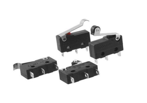 2 Pcs R Type + 2 Pcs Plastic Roller Lever Actuator Miniature Micro Switch Black