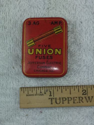 Rare Vintage UNION FUSES Jefferson Electric Company Chicago, ILL. 3 AG AMP Fuse