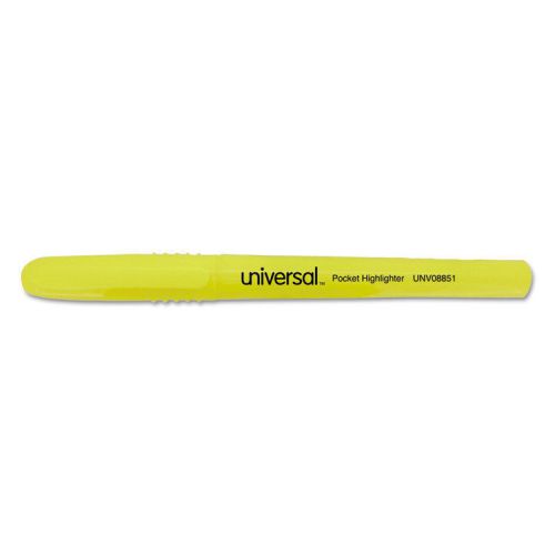 Pocket clip highlighter, chisel tip, fluorescent yellow ink, 1 dozen for sale