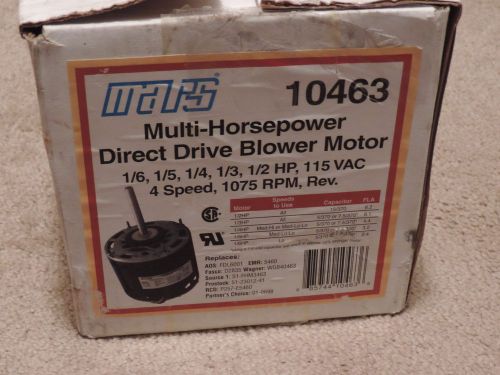 MARS 10463 MULTI-HORSEPOWER DIRECT DRIVE BLOWER MOTOR 115V 4 SPD 1075 RPM NIB