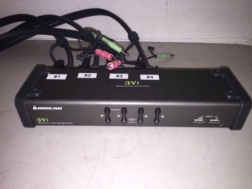 Iogear DVI Miniview 4-Port KVMP External KVM Switch USB GCS1764 +Cables