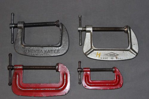 Lot of 4 USA Made C CLAMPS Small 2&#034; to 3&#034; Throat B&amp;C JUDD UNBREAKABLE