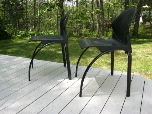 Pair of Gerd Lange for Steelcase Strafor #461 Vinyl Metal Chairs Modernist Style