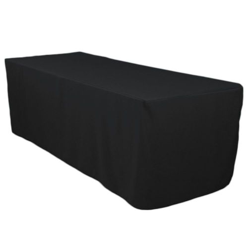 LinenTablecloth 8 ft. Fitted Polyester Tablecloth Black
