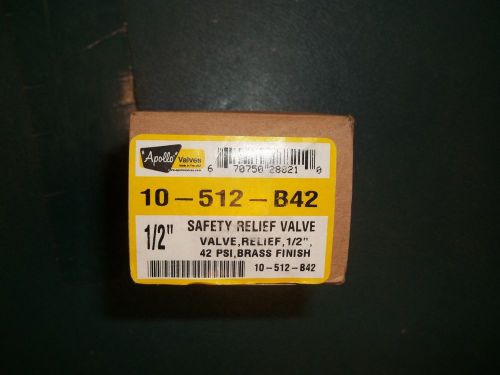 Apollo Valve 10-512-B42 Series Brass Safety Relief Valve, ASME Steam, 42 PSI NEW
