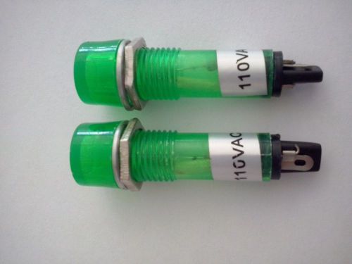 Panel Mountable 120 VAC Indicator Light, color Green, (2-Pack).