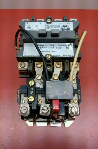 WESTINGHOUSE A200MACAC CONTACTOR SIZE00 600V / 9A - THERMAL OVERLOADS (FH04)