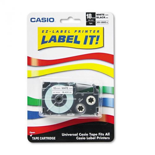 Casio xr18wes tape cassette for kl label makers- 3/4in x 26ft- black on white for sale