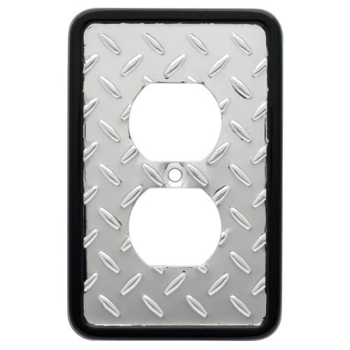 Brainerd 135859 diamond plate single duplex outlet wall plate / switch plate ... for sale