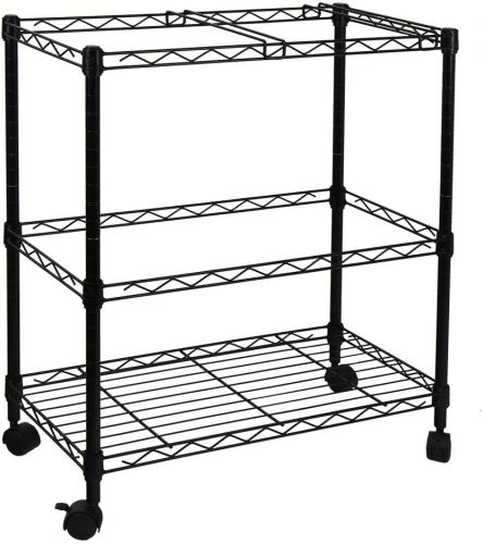 Portable Storage Black Two-Tier Metal Rolling File Cart Organizer Office