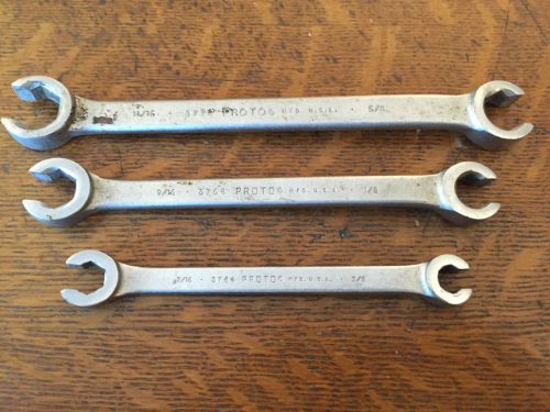 PROTO J3760 Flare Nut Wrench Set, 6 Pt, 3/8-11/16, 3 Pc USA made - must see!