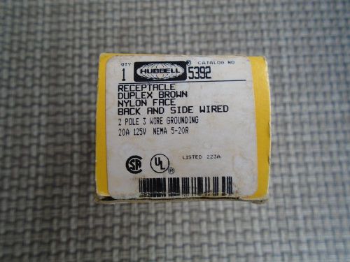 Hubbell Receptacle 5392 Duplex Grounding Outlet 20 amp 125 Volts 3-Wire Brown