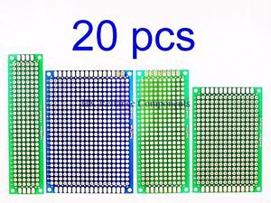 20 pcs 5x7 4x6 3x7 2x8cm PCB Circuit Board Double Side FR4 Gold Flash Kit A