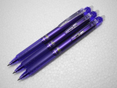 (3 Pens)  PILOT ERASABLE FRIXION retractable 0.5mm roller ball pen Violet