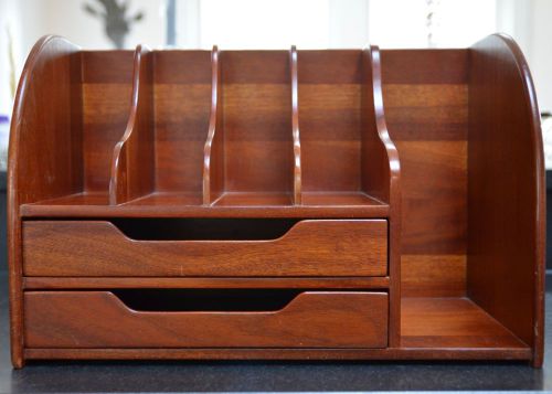Vintage Selamat Designs Mohogany Desk Caddy, 17 1/2&#034; Long