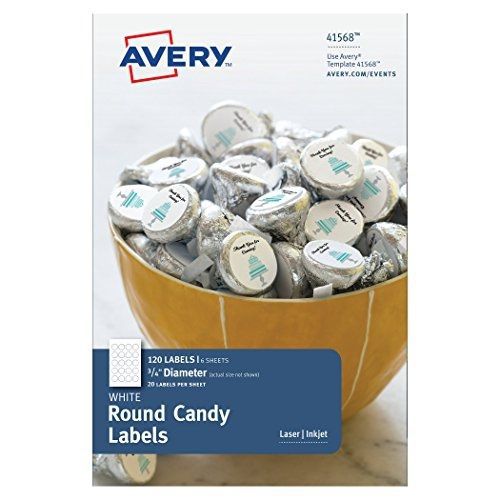 Avery Candy &amp; Chocolate Drop Labels, Fits Hershey&#039;s Kisses, 3/4 Inch, 120 Round
