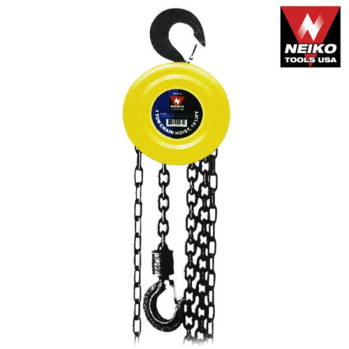 New Neiko 1-1/2 Ton Chain Hoist 20&#039; Lift 5/16&#034; Chain Diameter Block And Tackle