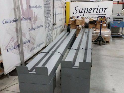 12 ft flat belt stacking, shingling conveyors, variable speed, adjustable belts for sale