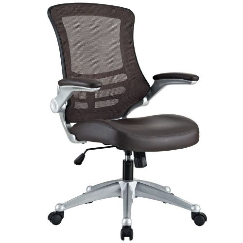 LexMod Attainment Office Chair with Mesh Brown and Leatherette Seat - Black