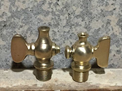2 Vintage Solid Brass Valves, 1/4&#034; Water, Steam, Steampunk Part, Antique Petcock