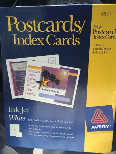 AVERY 8577 post index cards 400 cards white Ink Jet 5.1/2&#034; X 4.1/4&#034; New Sealed
