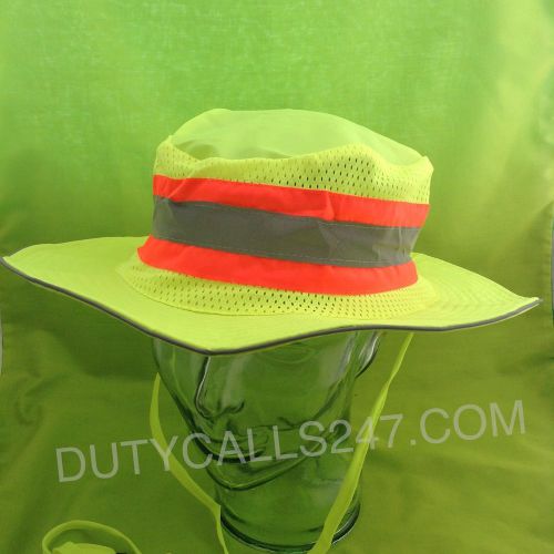 NEW Safety Yellow reflective high Vis boonie hat construction Ranger Landscape
