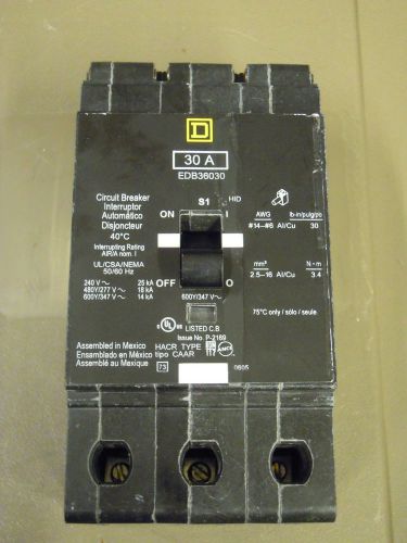 Square D EDB36030 circuit breaker 600V 30A 3P 14kA