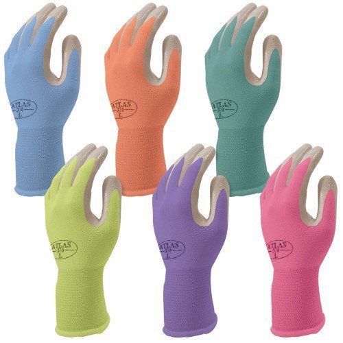 6 Pack Atlas Glove NT370 Atlas Nitrile Garden Gloves - Small Assorted Colors