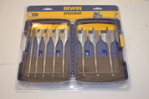 New IRWIN 8pc SET SPEEDBOR Wood Working SPADE Drill BITS 3/8&#034; to 1-1/2&#034; #WL1452