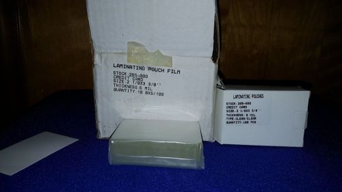 Laminating Pouch Film, Credit Card Size 10 Boxes, 100 Ct Ea. 1000 Total