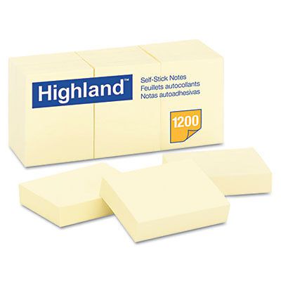 Self-Stick Notes, 1 1/2 x 2, Yellow, 100-Sheet, 12/Pack, Sold as 1 Package