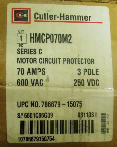 CUTLER HAMMER HMCP070M2 3 Pole 70 Amp HMCP Motor Circuit Protector