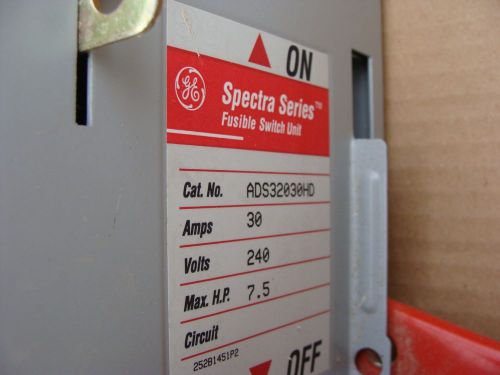 New ge ads32030hd spectra fusible unit 30 amp 3 pole 240vac panel board switch for sale
