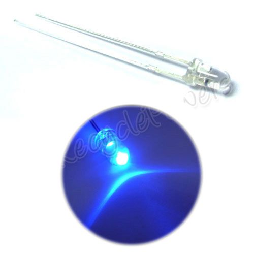 100 x 3mm Ultra Bright Blue 8000 mcd LED Bulb Light