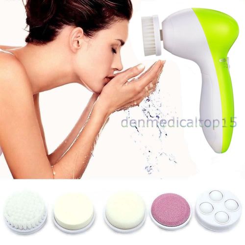 5 in 1 Portable  Electric Facial Cleaner Face Skin Care Brush Massager Scrubber