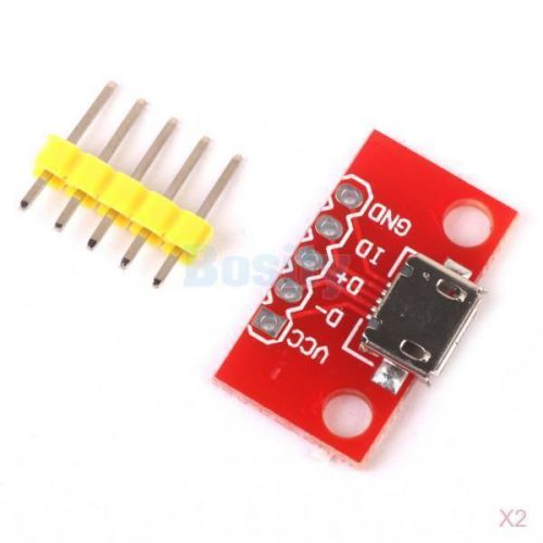2pcs USB Micro B Female Port Connector Breakout Board Power Arduino for Android