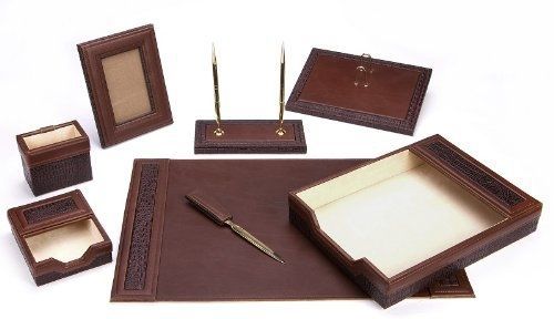 Majestic Goods Office Supply Leather Desk Set, Brown (W940)
