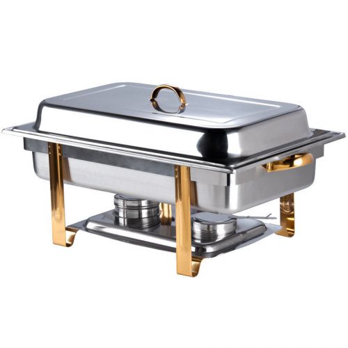Choice deluxe 8 qt. full size gold accent chafer for sale