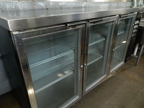BEVERAGE AIR BB72G BACK BAR 3 DOOR GLASS COOLERS STAINLESS STEEL TOP #2