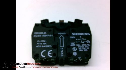 SIEMENS 3SB3400-0A ACTUATOR/INDICATOR COMPONENT CONTACT BLOCK, NEW*