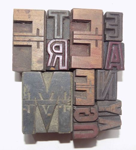 Letterpress Letter Wood Type Printers Block &#034;Lot of 13&#034; Typography #bc-54