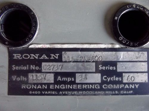 Ronan 115-2-500 115v 3a 60hz for sale