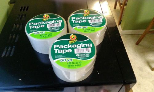 3 ROLLS CLEAR Duck Duct Packaging Packing Shipping Tape 50 Yards Each