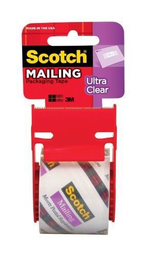 Scotch Ultra Clear Mailing Packaging Tape with dispenser, 1.88 x 800 Inch, Clear